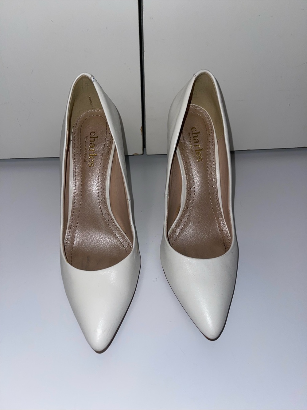 Charlies White Pointed-Toe High Heels